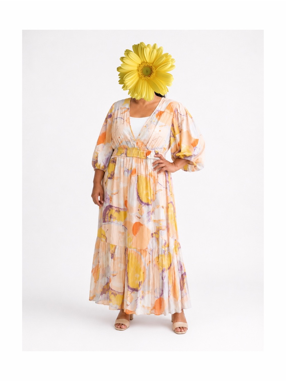 Jessica Sympson Multicolor Puff Sleeve Dress